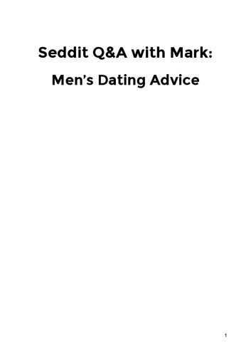 Seddit Q&A with Mark: Men’s Dating Advice