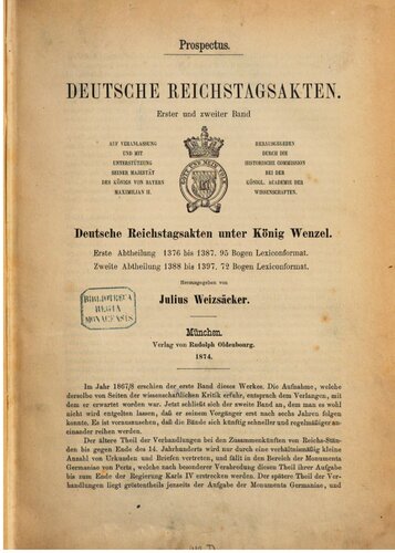 Deutsche Reichstagakten unter König Wenzel 1388-1397