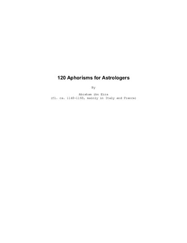 120 Aphorisms for Astrologers