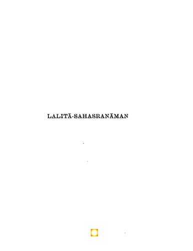 Lalita-Sahasranama with Bhaskararaya's Commentary