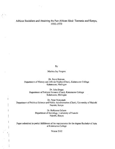 African Socialism and Attaining the Pan-African Ideal: Tanzania and Kenya, 1950-1970