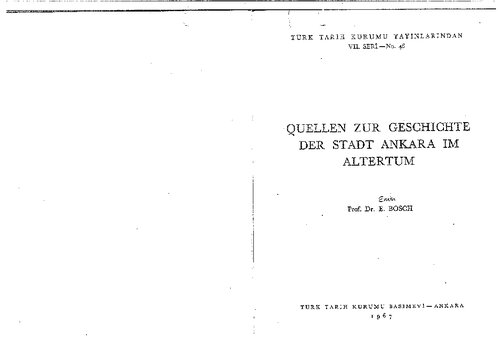 Quellen zur Geschichte der Stadt Ankara im Altertum