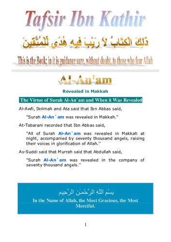 Tafsir Ibn Kathir - Surah al-An’am