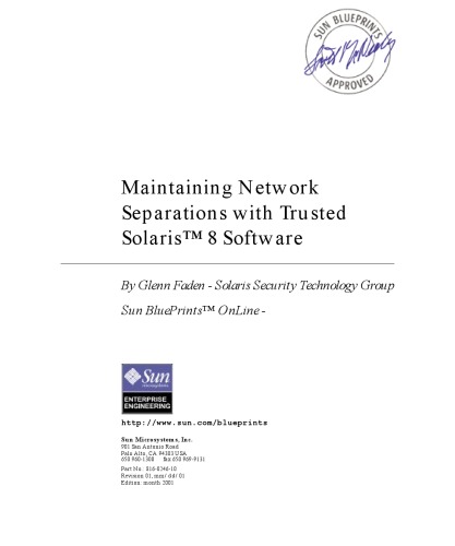 Maintaining Network Separations with Trusted Solaris 8 Software