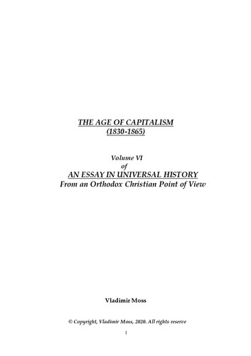 The Age of Capitalism (1830-1865)