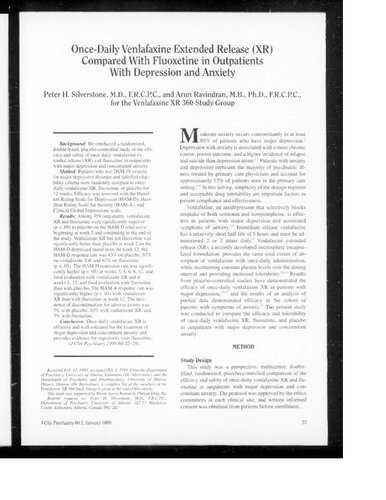 Once-daily venlafaxine extended release (XR) compared with fluoxetine in outpatients with depression and anxiety. Venlafaxine XR 360 Study Group