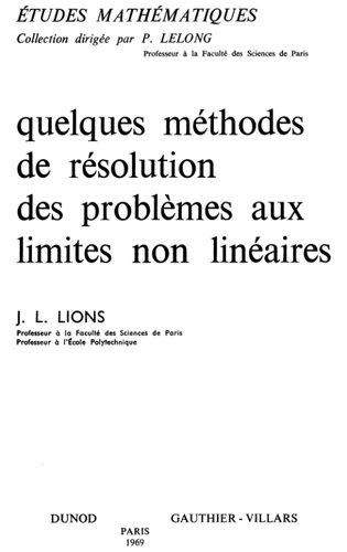 Quelques méthodes de résolution des problèmes aux limites non linéaires