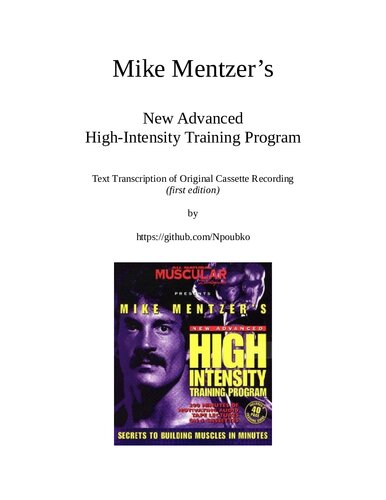 Mike Mentzer’s New Advanced High-Intensity Training Program