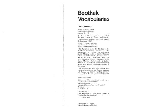 Beothuk Vocabularies