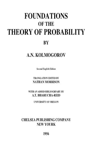 Foundations of the theory of probability