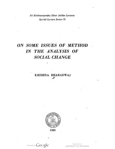 On Some Issues of Method in the Analysis of Social Change