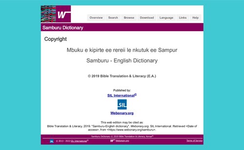Mbuku e kipirte ee rereii le nkutuk ee Sampur. Samburu - English Dictionary
