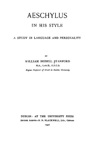 Aeschylus in his style: a study in language and personality