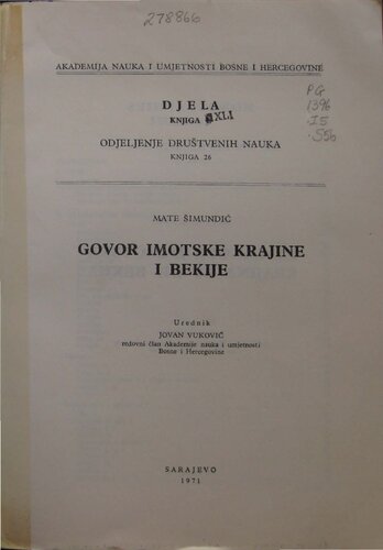 Govor Imotske krajine i Bekije