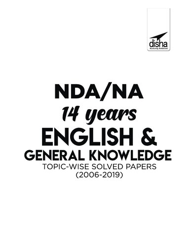 NDA/ NA 14 years English & General Knowledge Topic-wise Solved Papers (2006 - 2019)