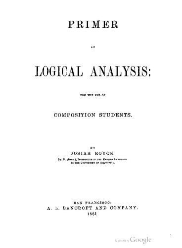 Primer of Logical Analysis