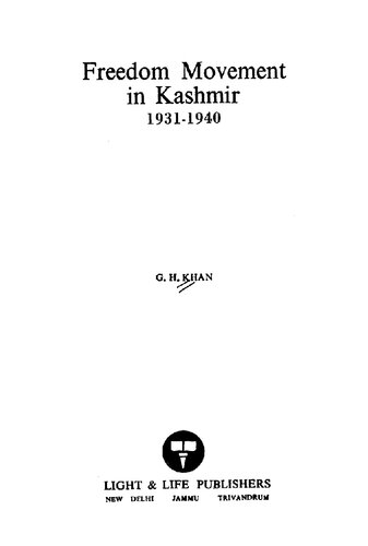 Freedom Movement in Kashmir, 1931-1940