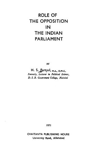 Role of the opposition in the Indian Parliament