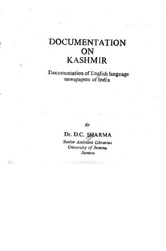 Documentation on Kashmir : documentation of English language newspapers of India