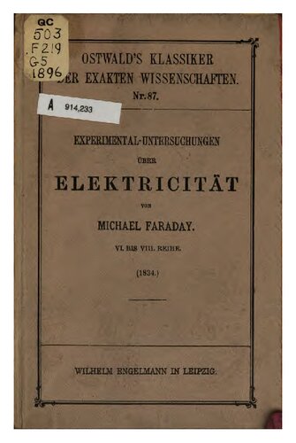 Experimental-Untersuchungen über Elektrizität (1834)