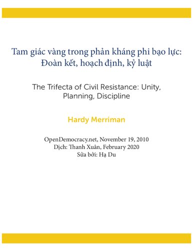 Tam giác vàng trong phản kháng phi bạo lực: Đoàn kết, hoạch định, kỷ luật