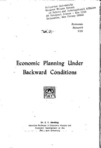 Economic Planning Under Backward Conditions