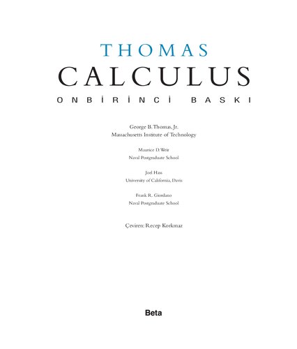 Thomas Calculus 1 (Matematik Kitabı)