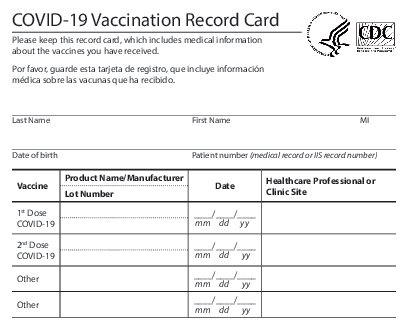 COVID 19 Vaccination Record Card Vax Movement Pass