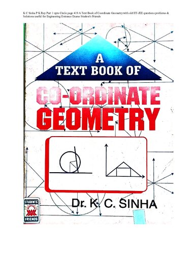 Part 1 upto Circle page 419 Text Book of Coordinate Geometry with old IIT-JEE questions problems & Solutions useful for Engineering Entrance Exams