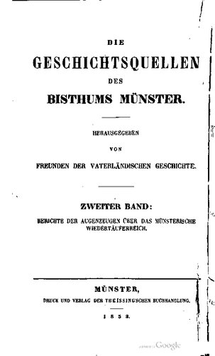 Berichte der Augenzeugen  über das münsterische Wiedertäuferreich