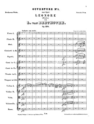Ouverture No. 1 zur Oper Leonore (Fidelio) op. 138