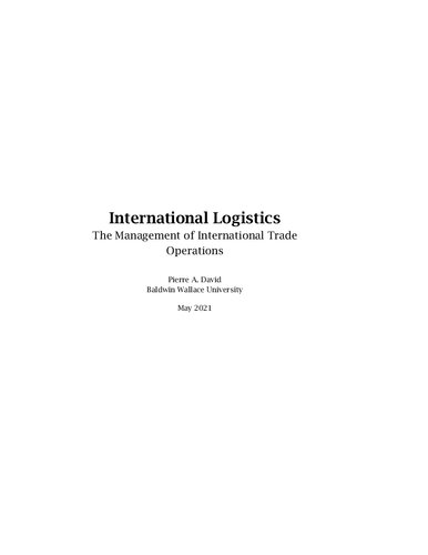 International Logistics: the Management of International Trade Operations