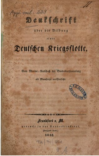 Denkschrift über die Bildung einer deutschen Kriegsflotte