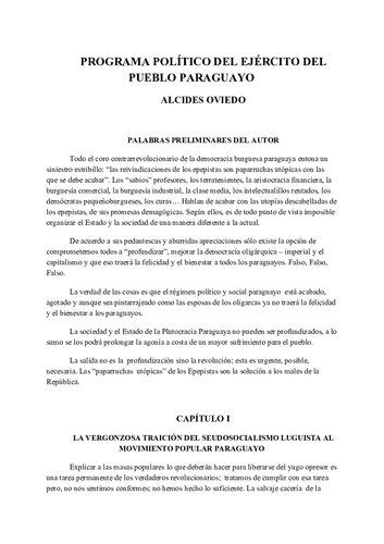 Programa político del Ejército del Pueblo Paraguayo