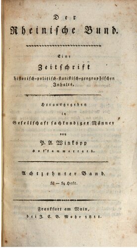 Der Rheinische Bund : Eine Zeitschrift historisch-, politisch-, statistisch-, geographischen Inhalts