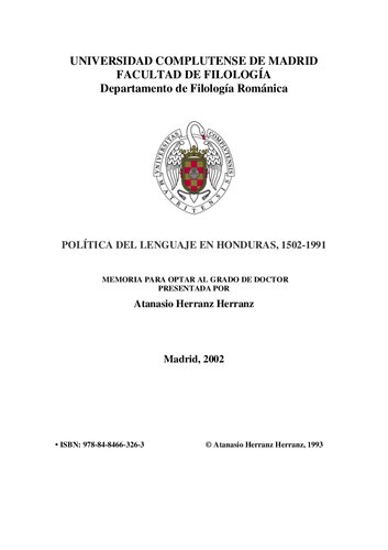 Política del lenguaje en Honduras, 1502-1991