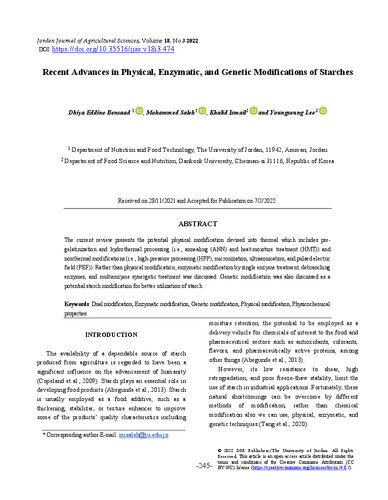 Recent Advances in Physical, Enzymatic, and Genetic Modifications of Starches