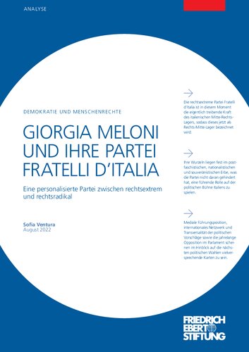 GIORGIA MELONI UND IHRE PARTEI FRATELLI D’ITALIA : Eine personalisierte Partei zwischen rechtsextrem und rechtsradikal