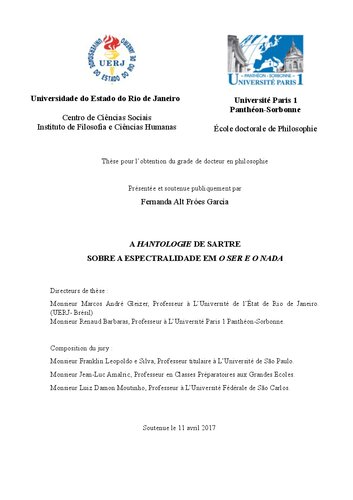 A HANTOLOGIE DE SARTRE SOBRE A ESPECTRALIDADE EM O SER E O NADA