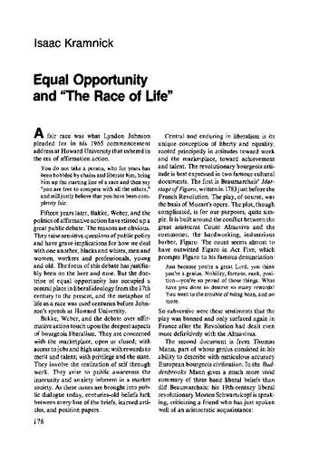 Dissent 
Equal Opportunity and "The Race Of Life"