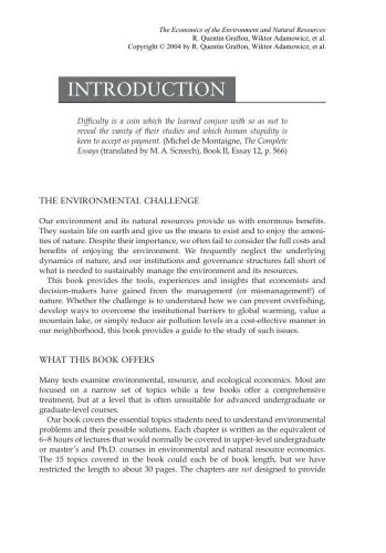 Economics of the Environment and Natural Resources