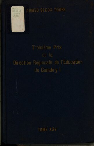 Troisième Prix de la Direction Régionale de l’Education de Conakry I. Des Etats-Unis d’Afrique