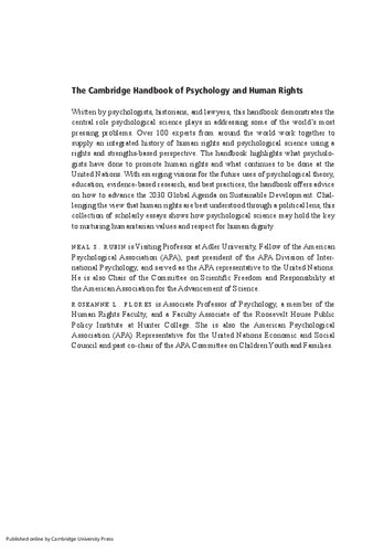 The Cambridge Handbook of Psychology and Human Rights