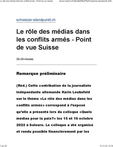 Le rôle des médias dans les conflits armées