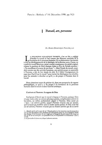 Aletheia, n° 14, Décembre 1998 
Travail, art, personne