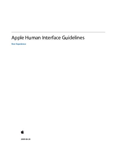 Apple Human Interface Guidelines. User Experience