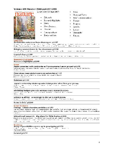 Nature (Vol. 435, No. 7046, 30 June 2005)