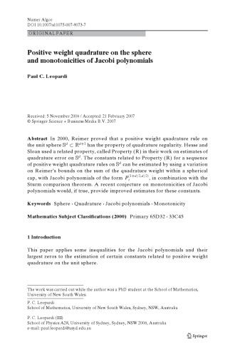 Positive weight quadrature on the sphere and monotonicities of Jacobi polynomials