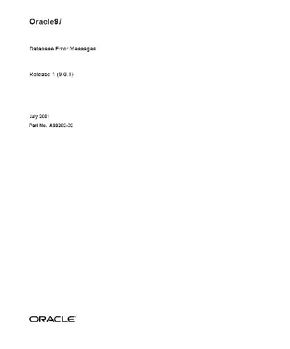 Oracle9i Database Error Messages
