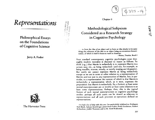 Methodological Solipsism Considered as a Research Strategy in Cognitive Psychology